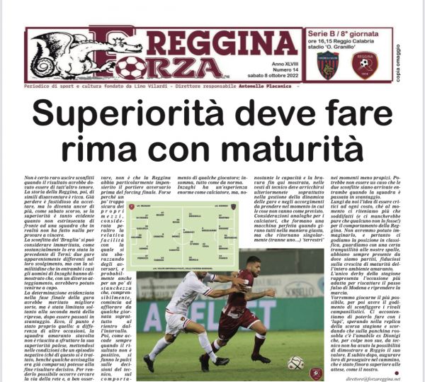 Reggina - Cosenza: disponibile il nuovo numero di FORZA REGGINA