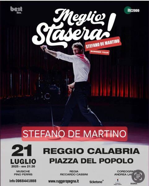Eventi: Stefano De Martino a Reggio C e Lamezia