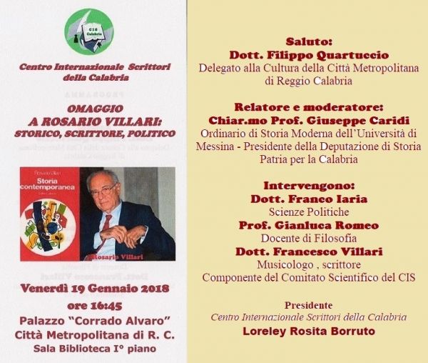Centro Internazionale Scrittori, omaggio a Villari