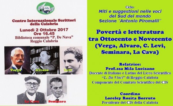 Centro Internazionale Scrittori, “Povertà e letteratura tra Ottocento e Novecento"