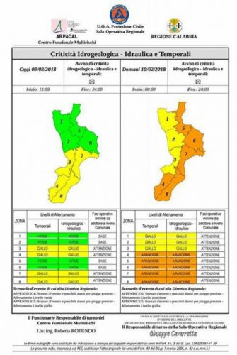 Comune di Reggio Calabria, allerta meteo arancione
