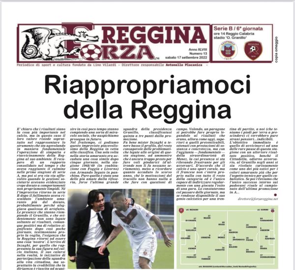 In distribuzione il nuovo numero di FORZA REGGINA